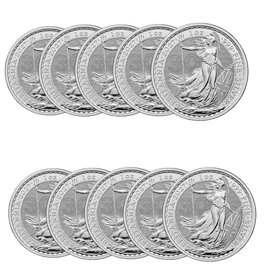 2027 Great Britain Silver Britannia 1oz BU 10pc
