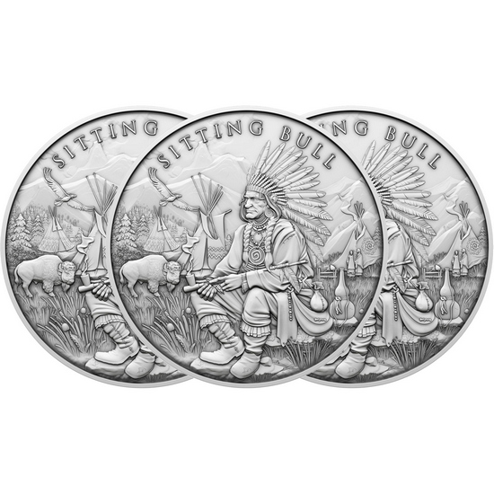 Sitting Bull Legendary Warriors Series 1oz .999 Silver Medallion 3pc