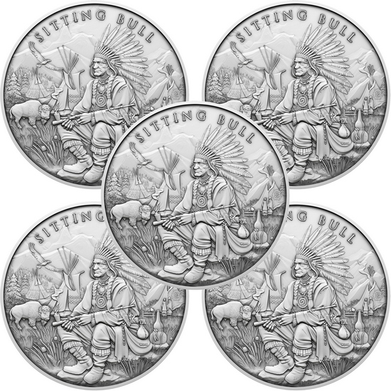 Sitting Bull Legendary Warriors Series 1oz .999 Silver Medallion 5pc