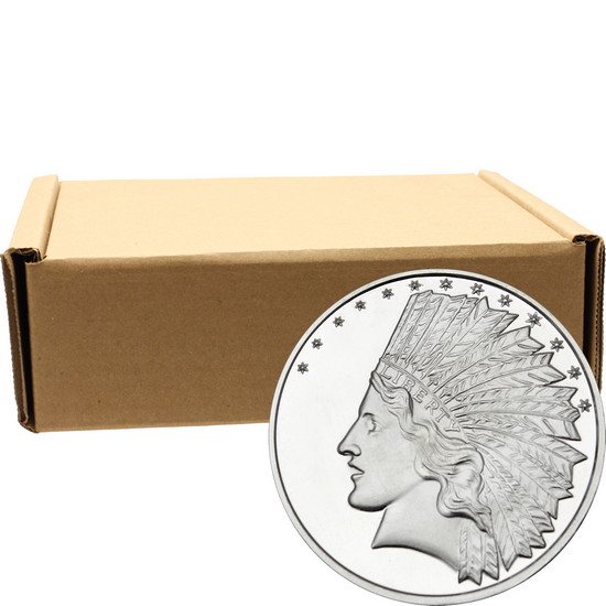 SilverTowne Trademark $10 Gold Indian Replica Struck in 1oz .999 Silver Medallion 500pc