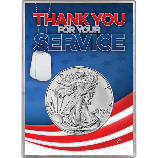 2025 Silver American Eagle BU in Thank You For Your Service Gift Holder