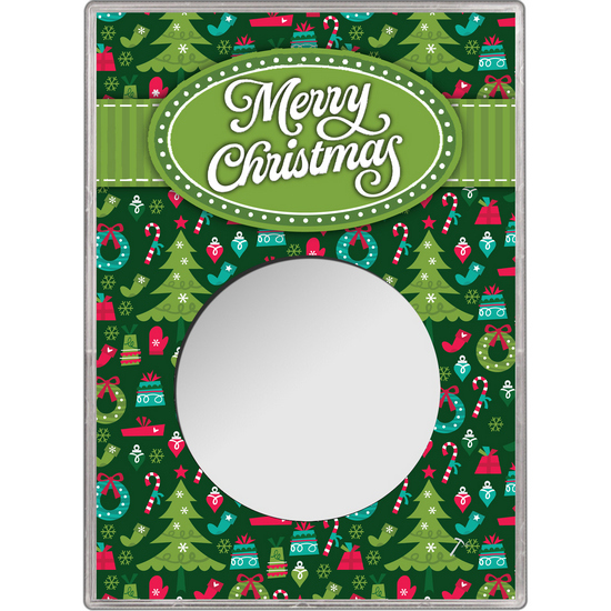 Green Merry Christmas Gift Holder for Silver American Eagle - Empty