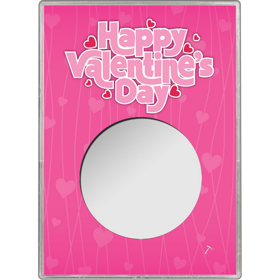 Happy Valentine's Day Hot Pink Gift Holder for Silver American Eagle - Empty