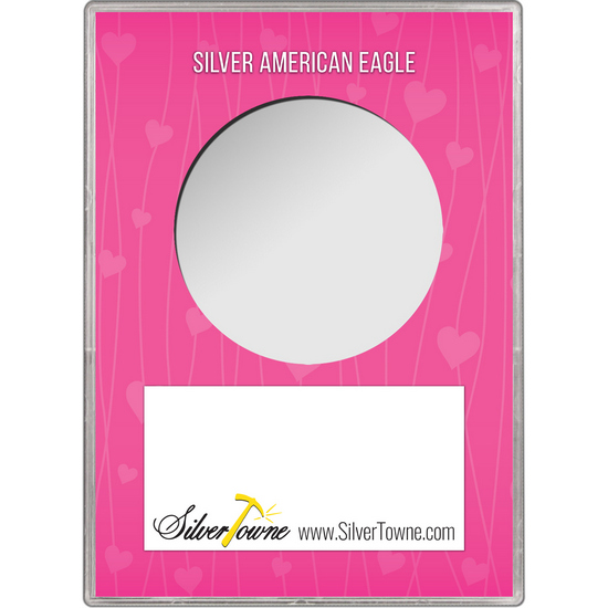 Happy Valentine's Day Hot Pink Gift Holder for Silver American Eagle - Empty Happy Valentine's Day Hot Pink Gift Holder for Silver American Eagle - Empty