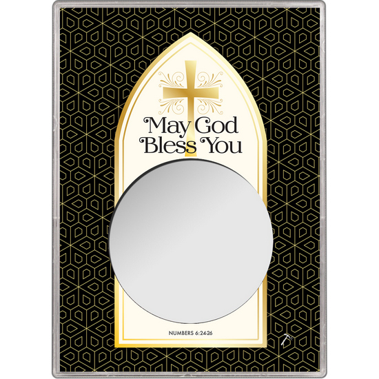 Religious May God Bless You Gift Holder for Silver American Eagle - Empty