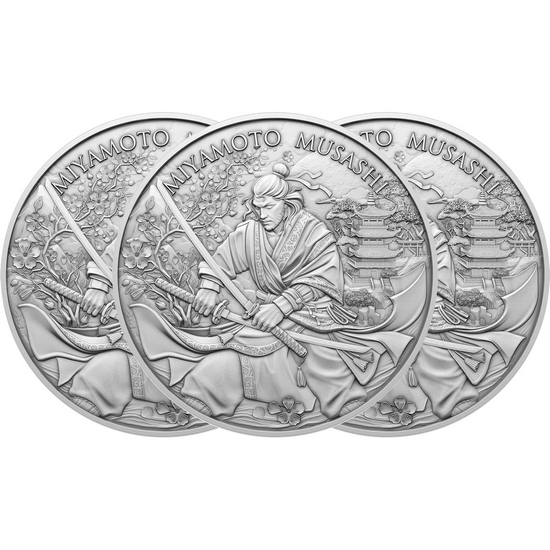 Miyamoto Musashi Legendary Warriors Series 1oz .999 Silver Medallion 3pc