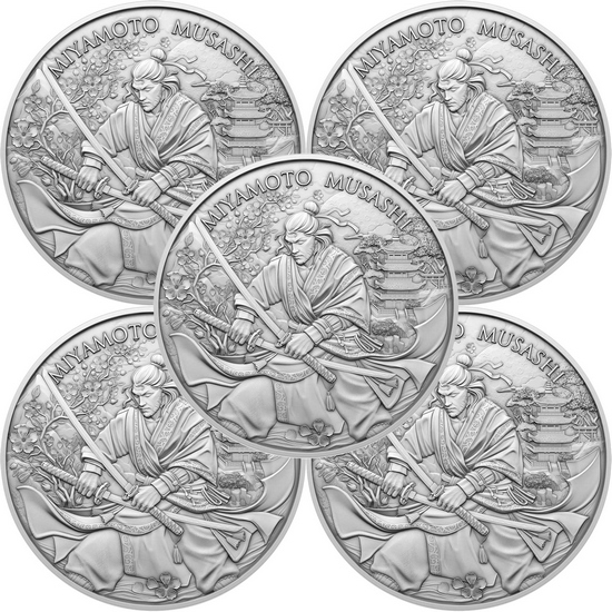 Miyamoto Musashi Legendary Warriors Series 1oz .999 Silver Medallion 5pc