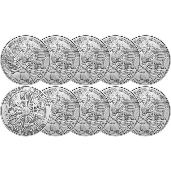 Miyamoto Musashi Legendary Warriors Series 1oz .999 Silver Medallion 10pc