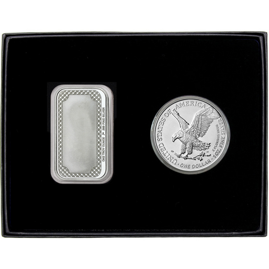 Happy Thanksgiving Harvest Enameled Silver Bar and Silver American Eagle 2pc Gift Set Happy Thanksgiving Harvest Enameled Silver Bar and Silver American Eagle 2pc Gift Set