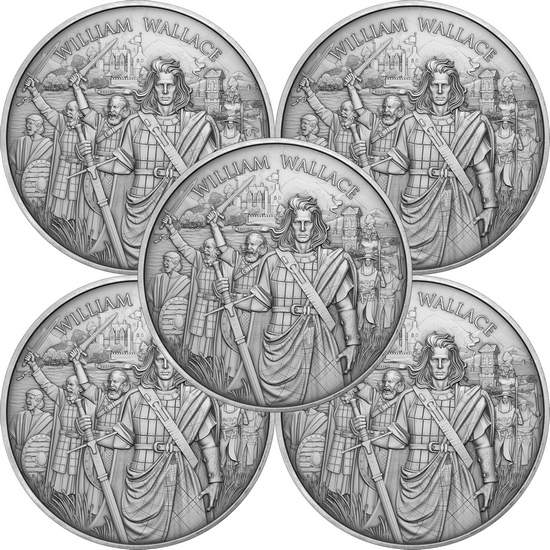 William Wallace Legendary Warriors Series 1oz .999 Silver Medallion 5pc