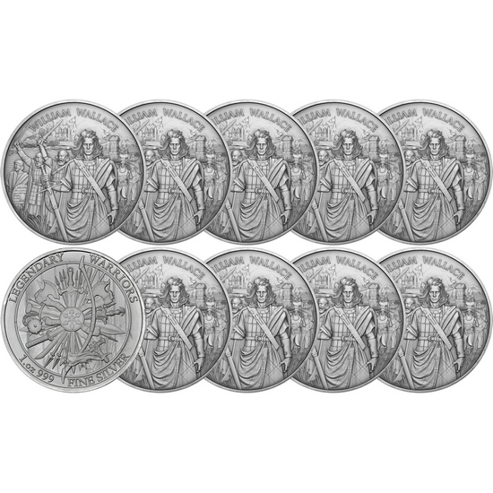 William Wallace Legendary Warriors Series 1oz .999 Silver Medallion 10pc