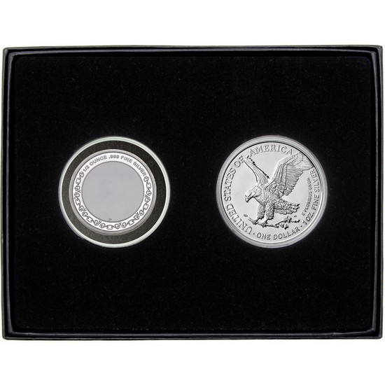 Halloween Pumpkin 1/2oz Medallion and 2026 Silver Eagle 2 Pc Box Set Halloween Pumpkin 1/2oz Medallion and 2026 Silver Eagle 2 Pc Box Set