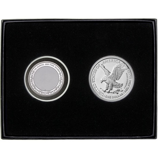 Trick or Treat Glow-in-the-Dark Silver Medallion Enameled and Silver American Eagle 2pc Gift Set