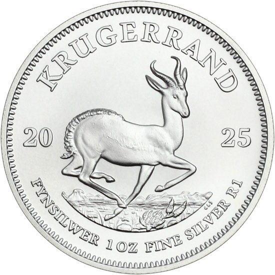 2025 South Africa Silver Krugerrand 1oz BU Coin 5pc 2025 South Africa Silver Krugerrand 1oz BU Coin 5pc