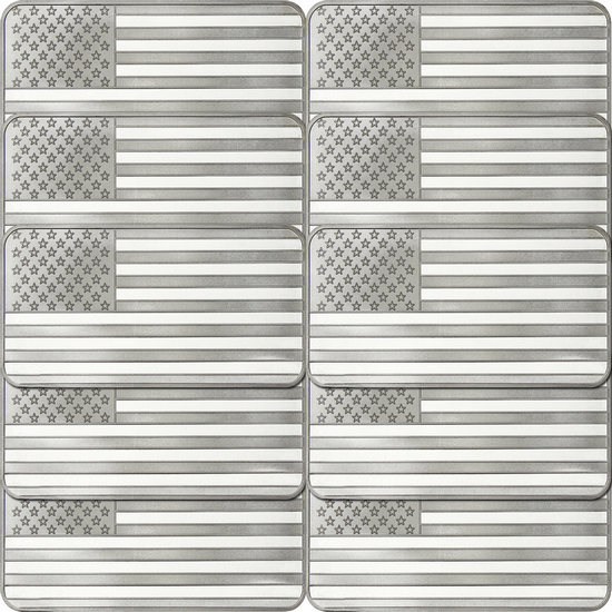 American Flag 10oz .999 Silver Bar 10pc