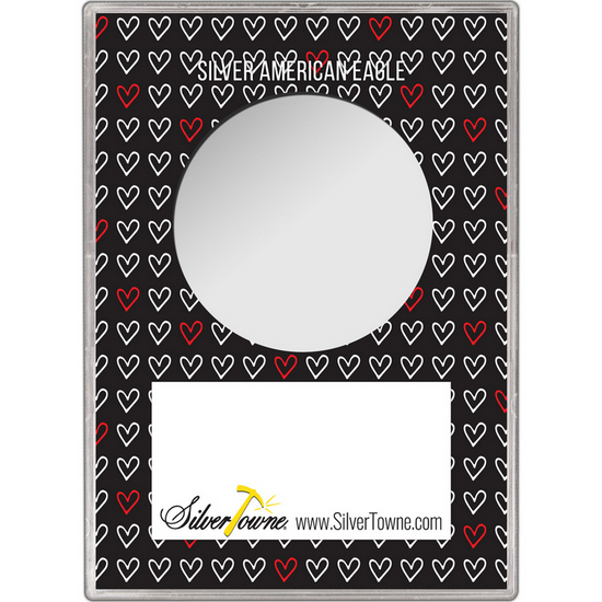 I Love You Hearts Gift Holder for Silver American Eagle - Empty I Love You Hearts Gift Holder for Silver American Eagle - Empty