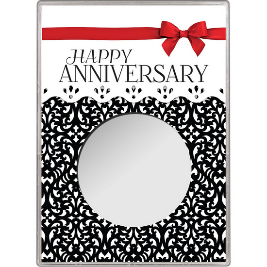Happy Anniversary Red Bow Gift Holder for Silver American Eagle - Empty