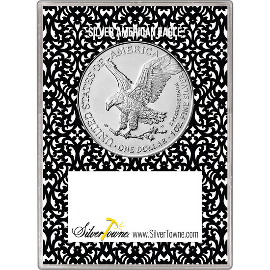 2026 Silver American Eagle BU in Happy Anniversary Red Bow Gift Holder