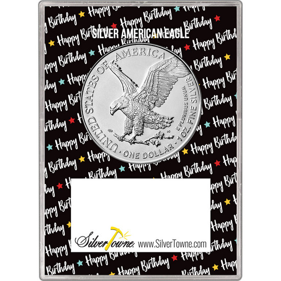 2025 Silver American Eagle BU in Birthday Wishes Balloons Gift Holder 2025 Silver American Eagle BU in Birthday Wishes Balloons Gift Holder