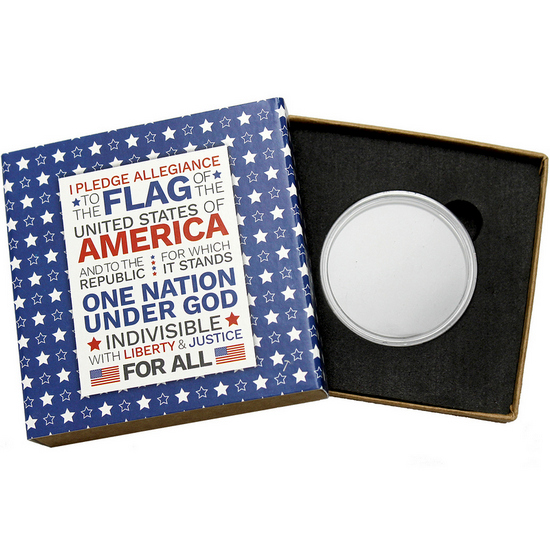 SilverTowne Natural Kraft Paper Gift Box with Pledge of Allegiance Box Sleeve and Fitted Capsule