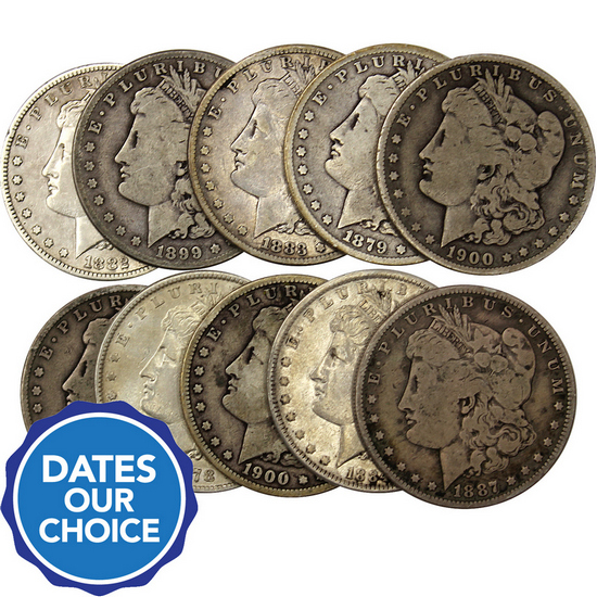 Pre-1921 Silver Morgan Dollars 10pc Dates Our Choice VG-VF