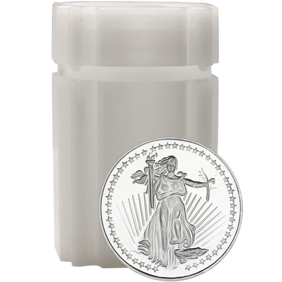 SilverTowne Trademark Saint-Gaudens Replica Half Ounce .999 Silver Medallion 20pc in Tube