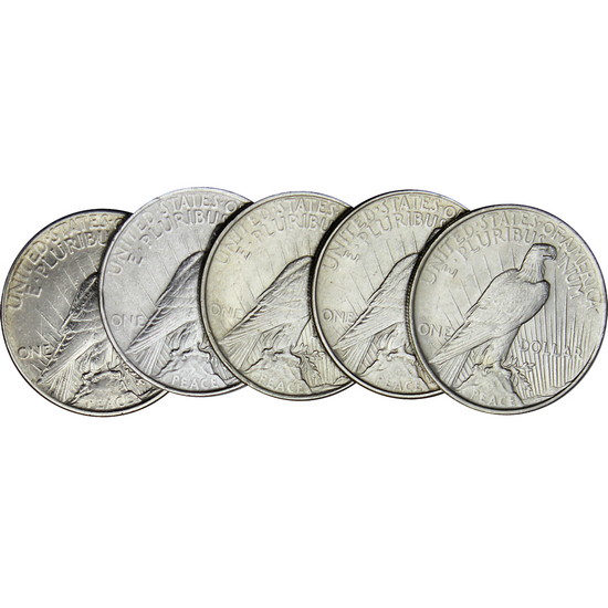 Peace Silver Dollars Dates Our Choice VG-XF Condition 5pc