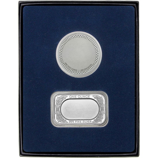 Enameled Blue Line American Flag Silver Bar and Police Silver Medallion 2pc Gift Set Enameled Blue Line American Flag Silver Bar and Police Silver Medallion 2pc Gift Set