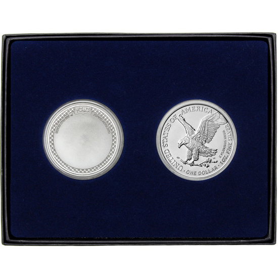 Happy Easter Bunny Rabbit Silver Round and Silver American Eagle 2pc Gift Set Happy Easter Bunny Rabbit Silver Round and Silver American Eagle 2pc Gift Set
