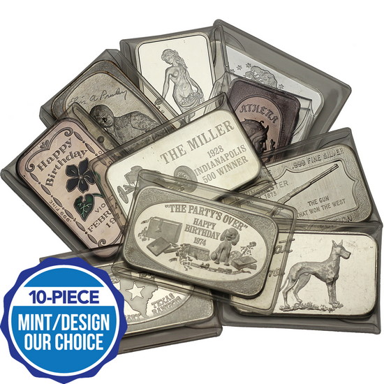 Vintage 1oz .999 Silver Bar Our Choice Mint & Design 10pc