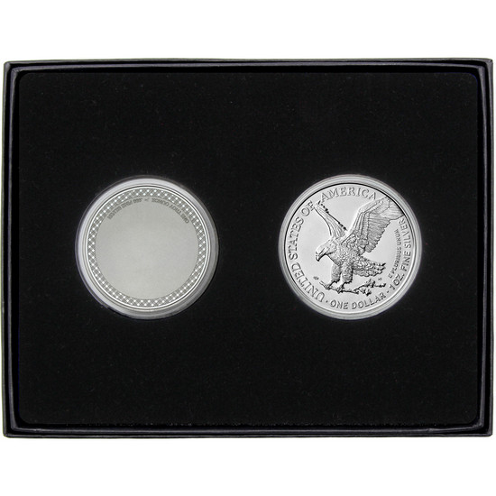 Congratulations Fire Department Silver Medallion and Silver American Eagle 2pc Gift Set Congratulations Fire Department Silver Medallion and Silver American Eagle 2pc Gift Set
