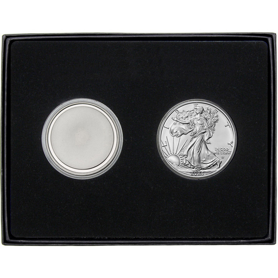 Blank Silver Medallion and Silver American Eagle 2pc Gift Set