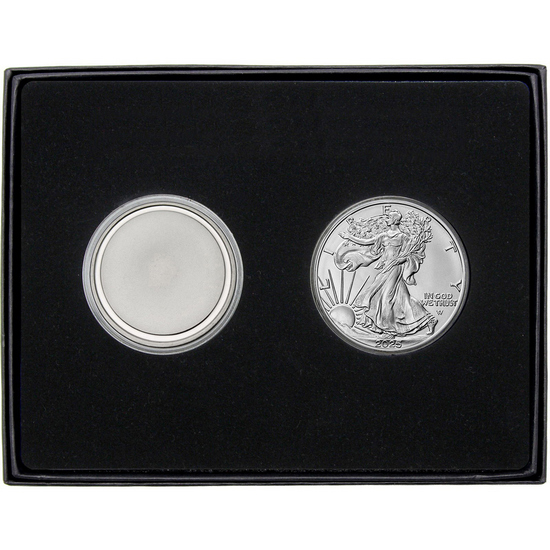 Blank Silver Medallion and Silver American Eagle 2pc Gift Set