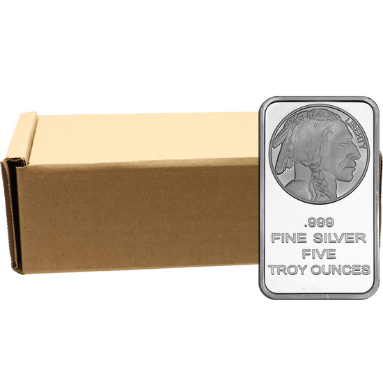 Buffalo Replica 5oz .999 Silver Bar 100pc