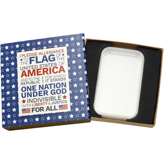 SilverTowne Natural Kraft Paper Gift Box with Pledge of Allegiance Box Sleeve and 5oz Bar Capsule