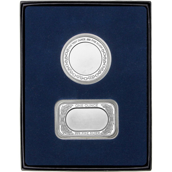 American Flag Silver Bar and Fire Department Silver Medallion 2pc Gift Set American Flag Silver Bar and Fire Department Silver Medallion 2pc Gift Set