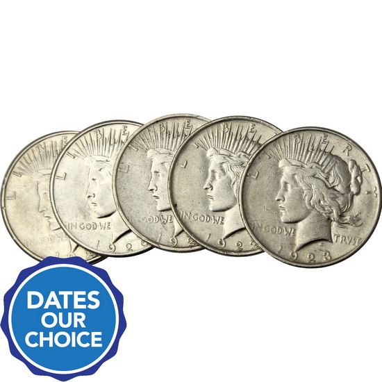 Cull Silver Peace Dollar Date Our Choice 5pc