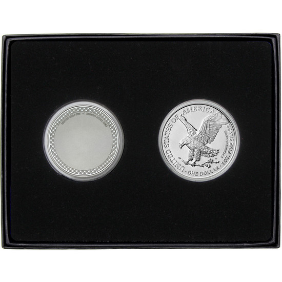 Congratulations Baseball Athlete Silver Medallion and Silver American Eagle 2pc Gift Set Congratulations Baseball Athlete Silver Medallion and Silver American Eagle 2pc Gift Set