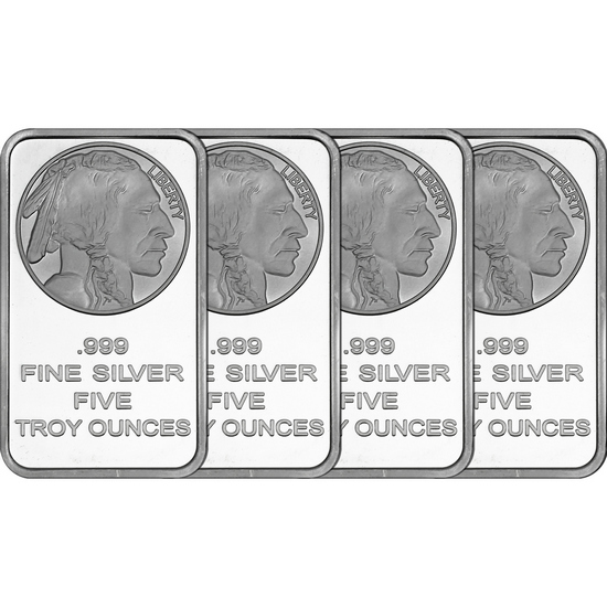 Buffalo Replica 5oz .999 Silver Bar 4pc