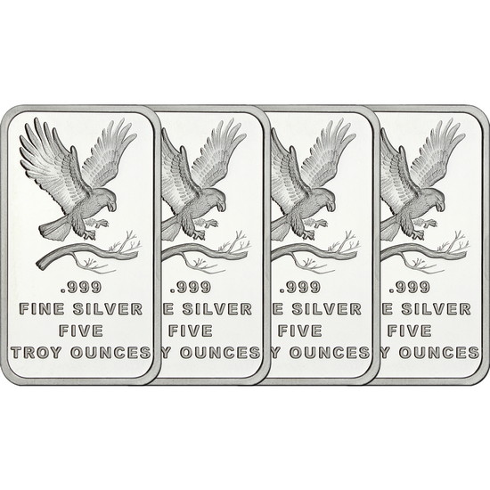 SilverTowne Trademark Eagle 5oz .999 Silver Bar 4pc