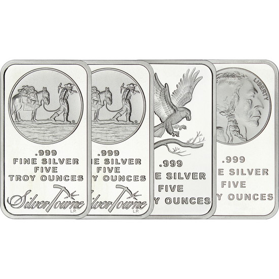 Mixed Designs 5oz .999 Silver Bar 4pc