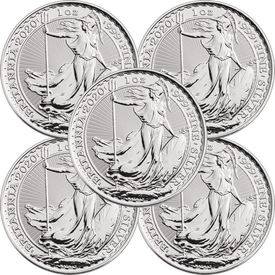 2020 Great Britain Silver Britannia 1oz BU 5pc