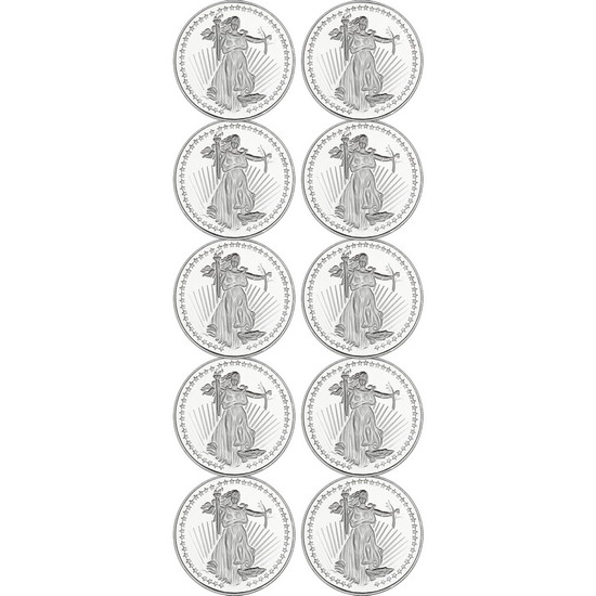 SilverTowne Trademark Saint-Gaudens Replica Half Ounce .999 Silver Medallion 10pc