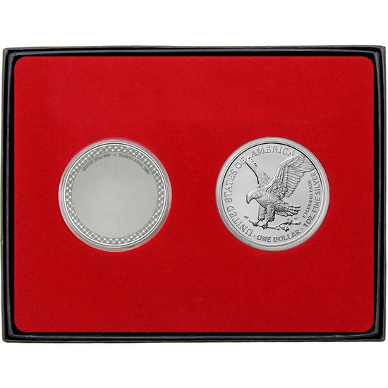 Be My Valentine Silver Round and Silver American Eagle 2pc Gift Set Be My Valentine Silver Round and Silver American Eagle 2pc Gift Set