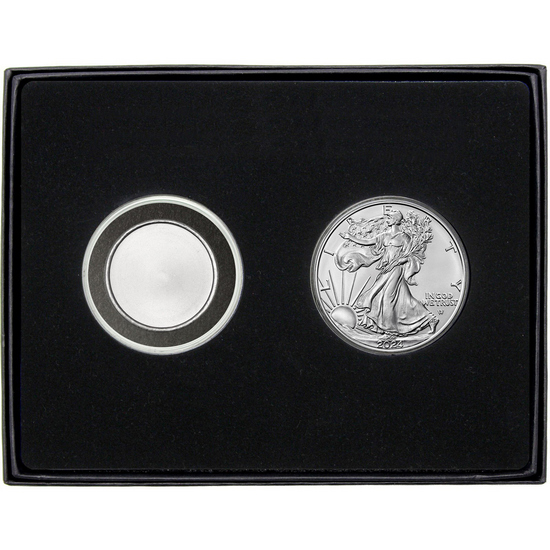 Half Ounce Blank Silver Medallion and Silver American Eagle 2pc Gift Set