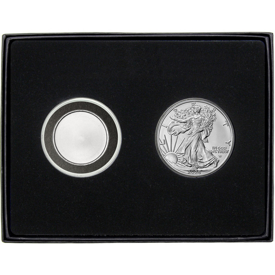 Half Ounce Blank Silver Medallion and Silver American Eagle 2pc Gift Set