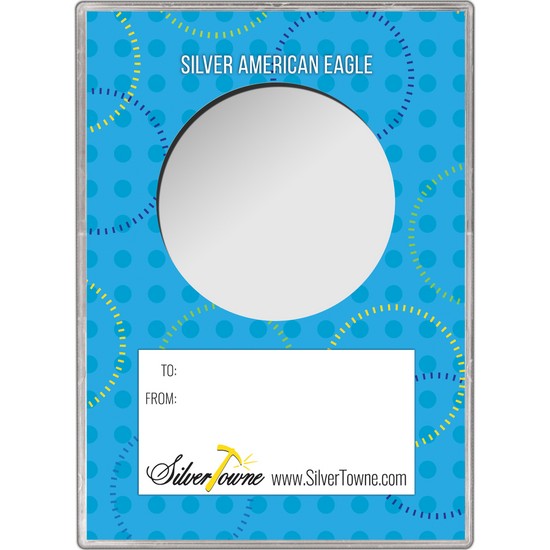 Blue Happy Birthday Hat Gift Holder for Silver American Eagle - Empty