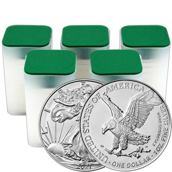 2021 Silver American Eagle BU Type 2 Coin 100pc in Tubes