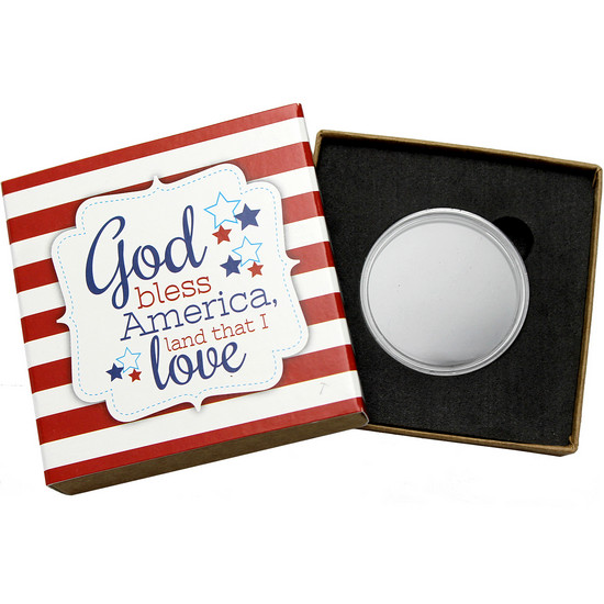 SilverTowne Natural Kraft Paper Gift Box with God Bless America Box Sleeve and Fitted Capsule