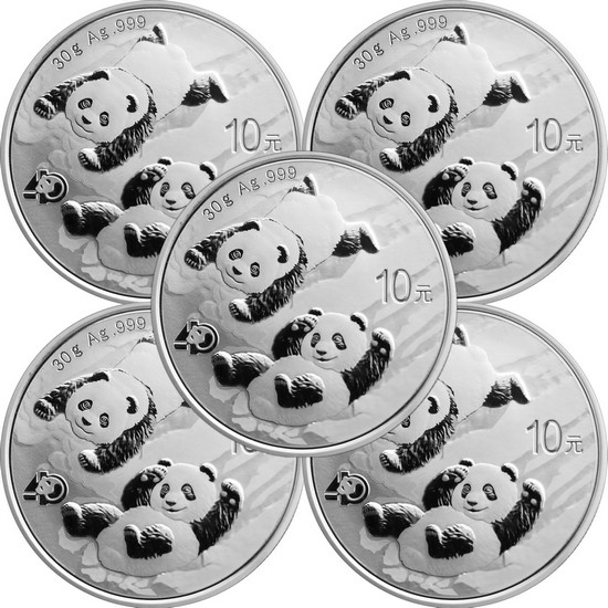 2022 China Silver Panda 30g BU 5pc